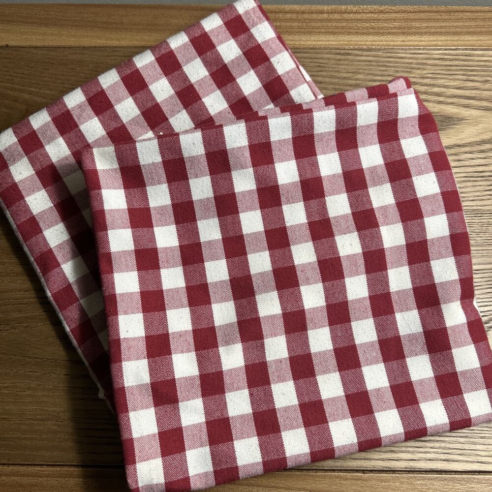 Set of Two Country Throw Pillow Covers 17x17 in. w/zippers Red & White Check